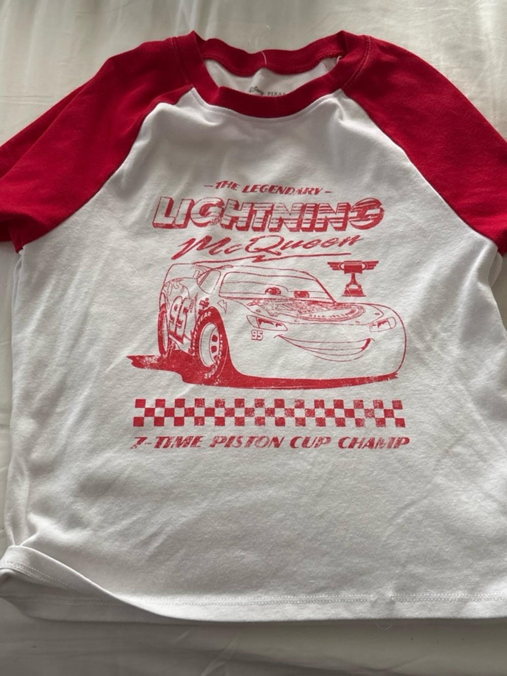 Lightning McQueen Kids Raglan Tee - White & Red